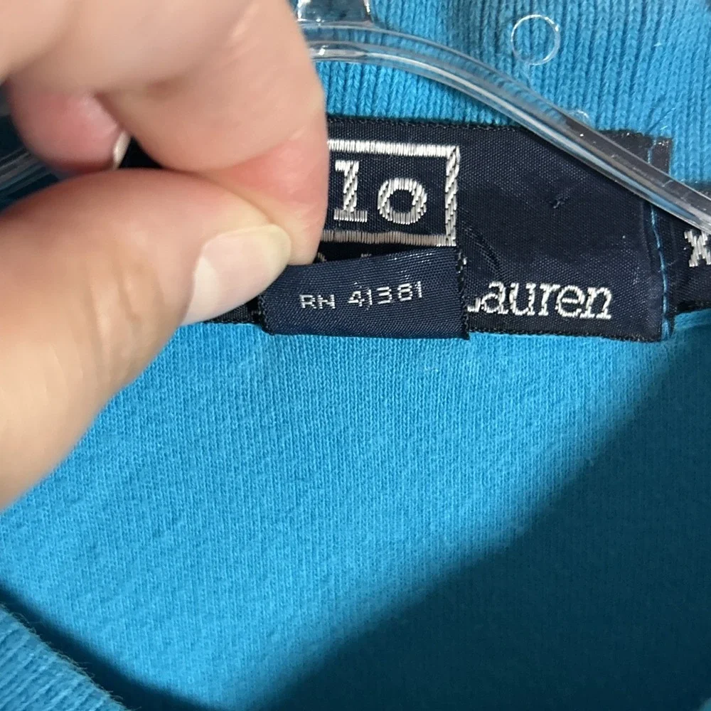 Vtg Polo Ralph Lauren Polo Shirt Mens XL Teal Blue Cotton Casual Logo